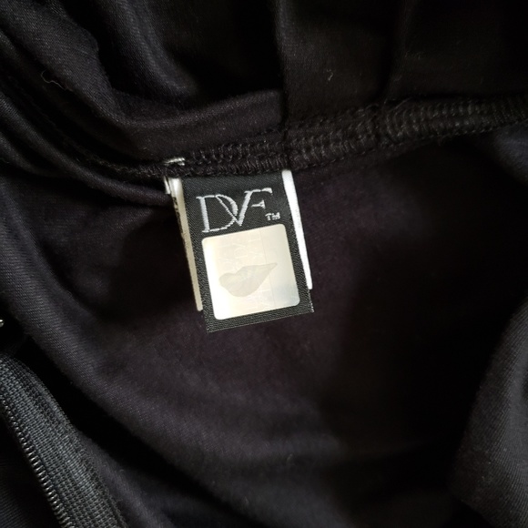 DVF Solid Black One Shoulder Mini Dress LBD - Picture 7 of 8